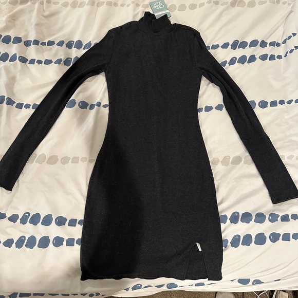 cha sol Dresses & Skirts - Charcoal Knit Long Sleeve Dress